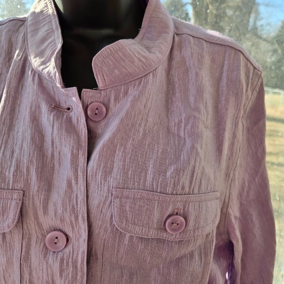 Christopher & Banks Shimmery Jacket Lightweight Lavender Color Sz L - Picture 2 of 9